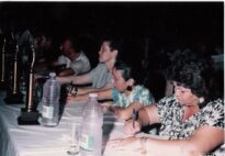 Mesa de avaliação do 13º Festival MPB de Ilha Solteira, em novembro de 1987